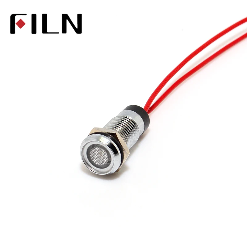 FILM 8mm Panel rot gelb blau grün weiß 12V 110V 24V 220V LED Metall Pilotlampe mit 20cm Kabel