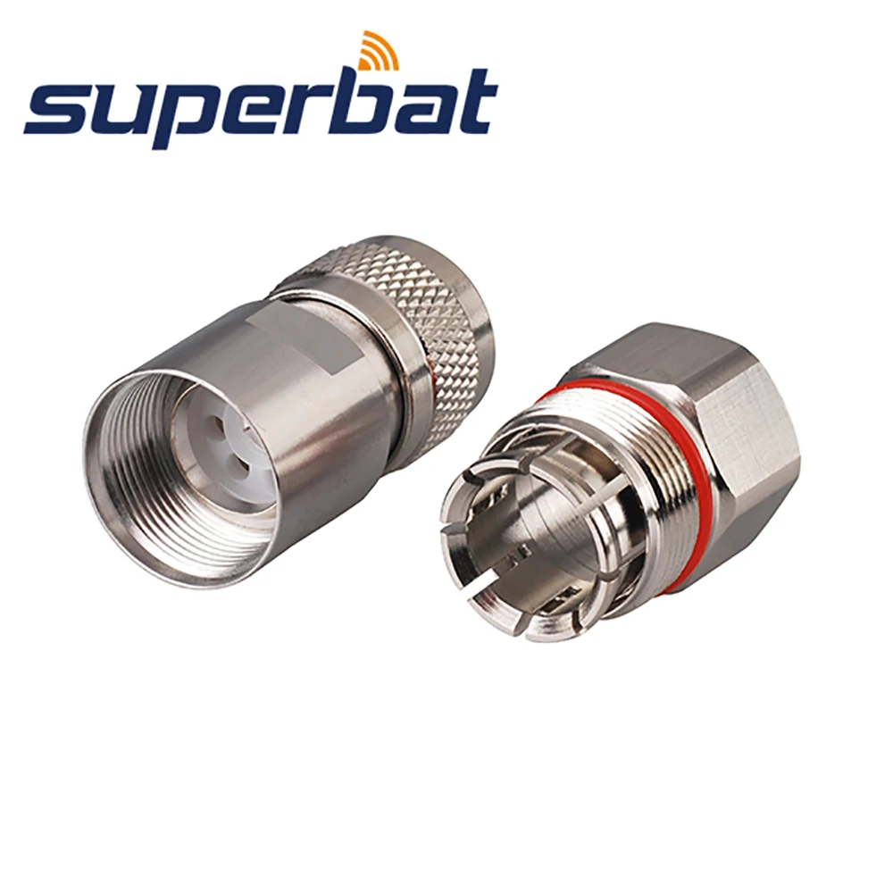 Superbat-conector Coaxial RF macho para Cable de cobre corrugado, 10 piezas, abrazadera N, 1/2"