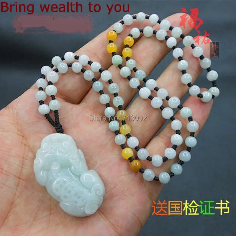 

Admirable Bring Money Amulet PI Xiu Beast Pendant Hanging Mala Bead Talisman by Burma jadite