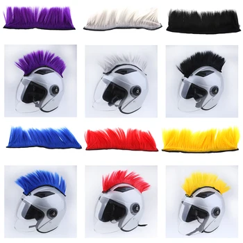 DIY หมวกนิรภัย Mohawk ผม Punk วิกผมสำหรับรถจักรยานยนต์สกีสโนว์บอร์ดหมวกกันน็อกคอสเพลย์ Unique & สนุก Mohawk วิกผมบนหมวกกันน็อกผม