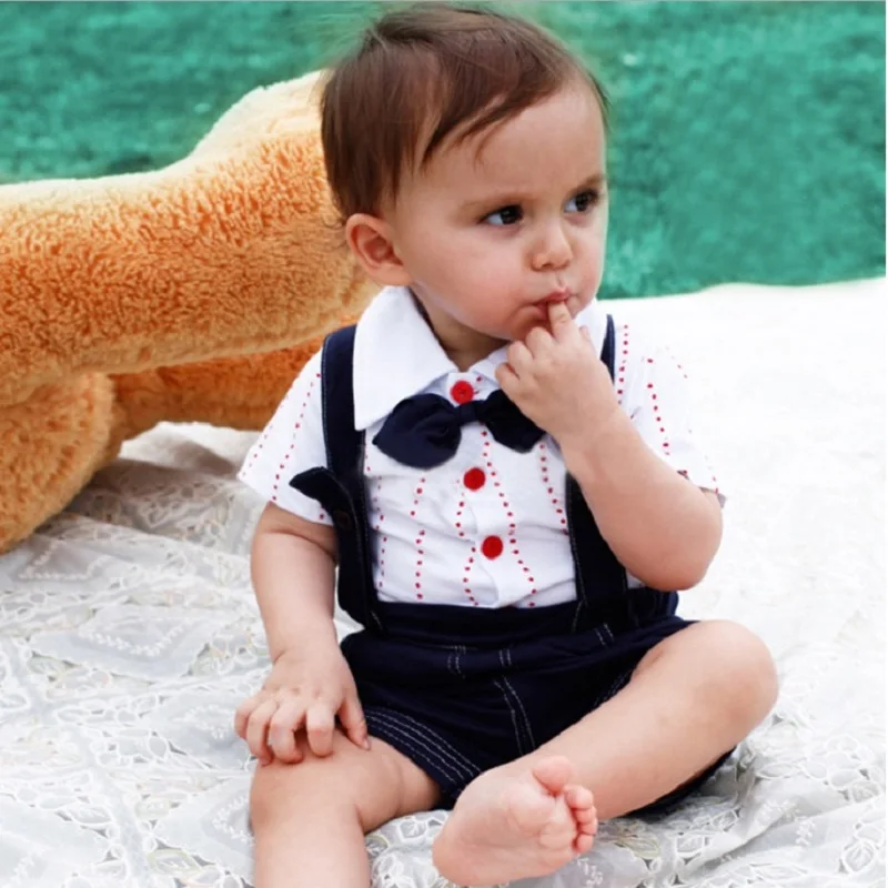 

Hooyi Baby boy's clothes suits Tuxedo handsome Baby Clothing Sets Children clothes kids t-shirt short pant sets 100% Cotton