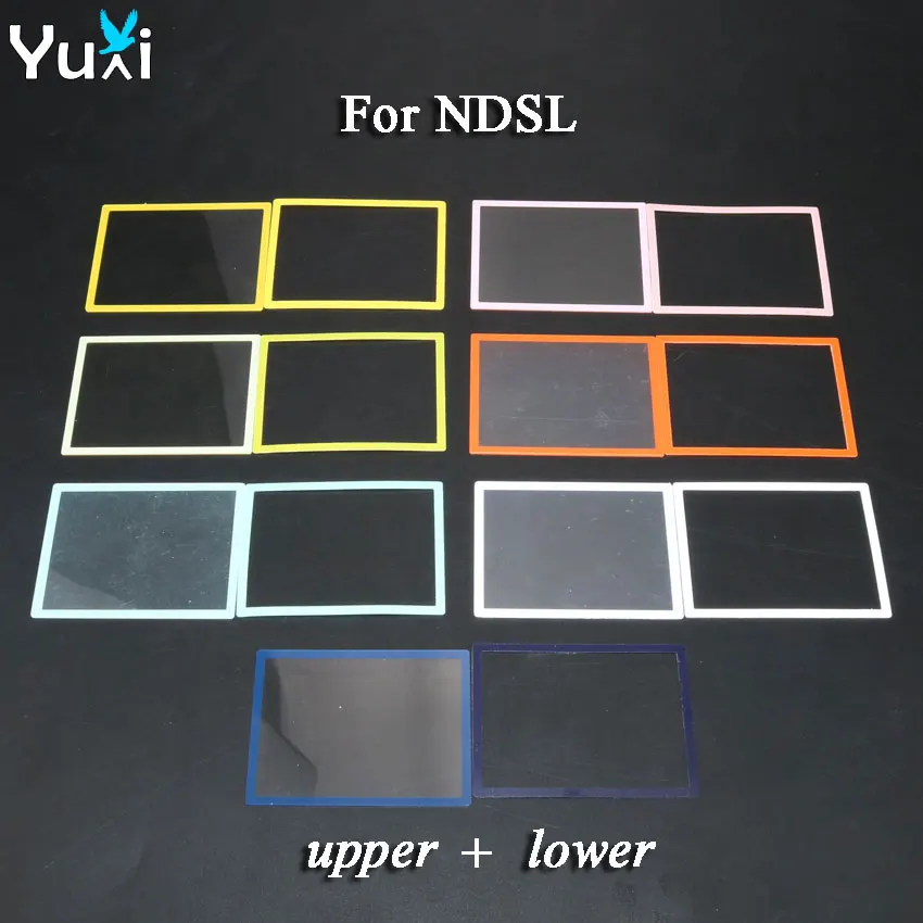 YuXi 1set Upper LCD Screen Len Plastic Cover + lower frame replacement For NDSL for DS Lite Game Console