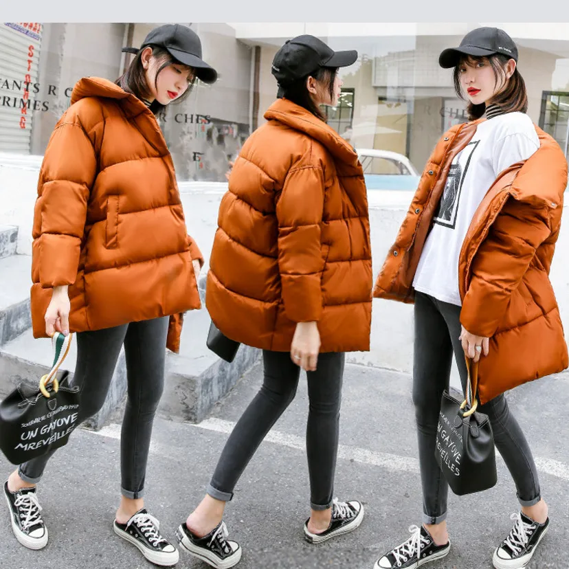 

2024 Women Cotton-Wadded Thickening Winter Padded Jacket Female Parkas Fashion Hooded Solid Loose Outerwear For Office Lady