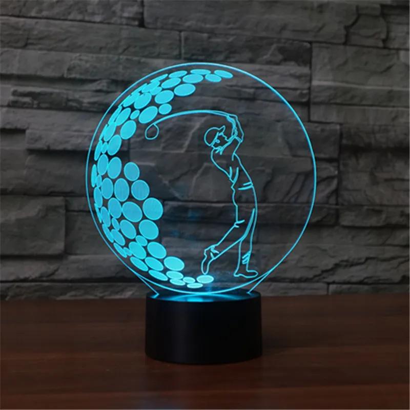 Free shipping LED toys New golf 3D night  lamp seven color touch LED visual lamp gift atmosphere decorative USB Christmas gift