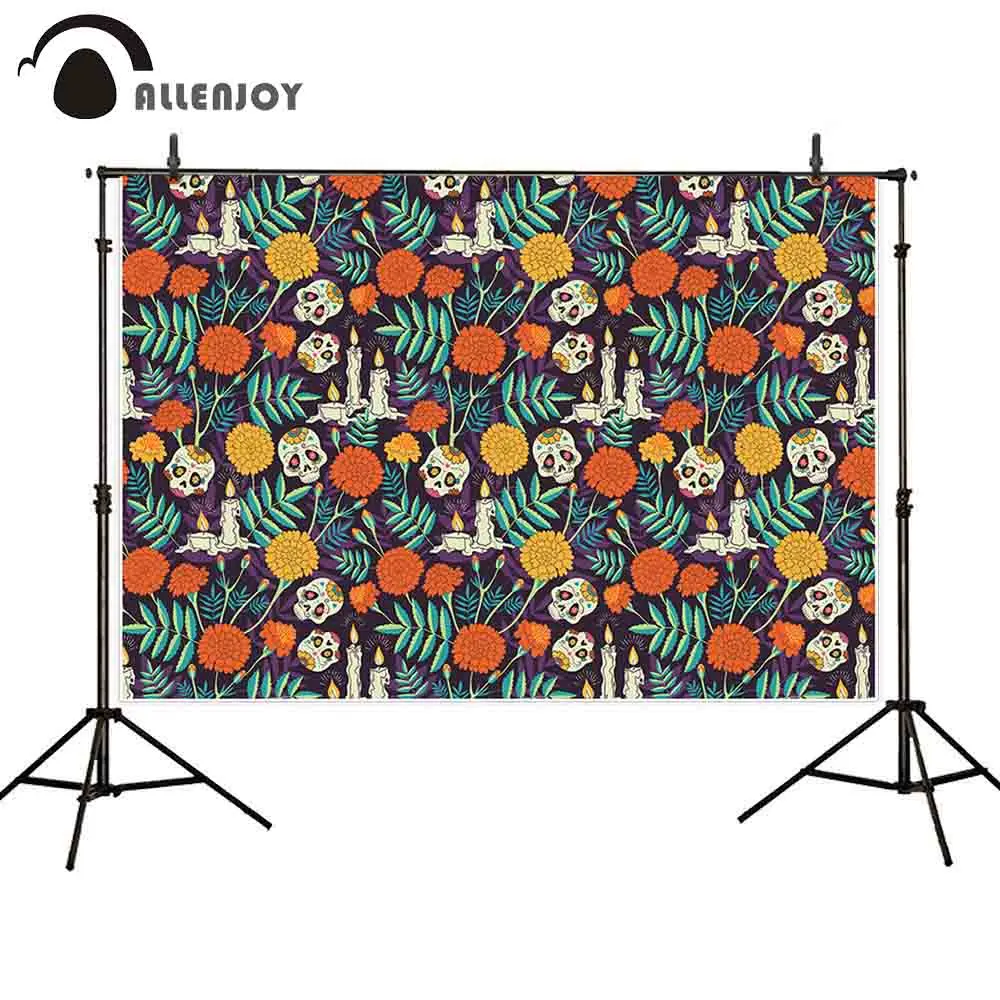 Фотофон с фотографиями Allenjoy рождественские декорации День мертвых красочных скелетов и черепов МЕКСИКАНСКИЙ цветок свеча