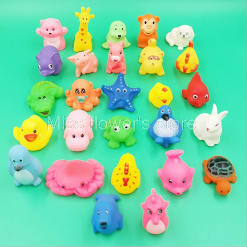 Cute Animals Kids Toy Soft Rubber Float Sqeeze Sound Baby Wash Bath Swimming Play Dog Cat Toys