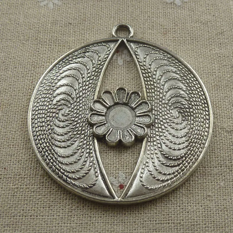 12 Pieces Tibetan Silver Flower Charms Pendant 66x60MM C629 Jewelry Finding Craft