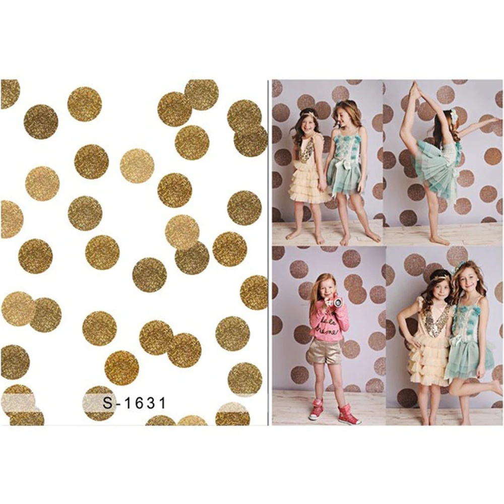 

Golden Polka Dots Photography Backdrops Vinyl Newborn Baby Photoshoot Props Kids Children Girls Photo Studio Backgrounds