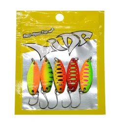 3.5g Spoon Lure Fishing 5 Pieces Bag Artificial Hard Lures Bait Small Fish Spoons Single Hook