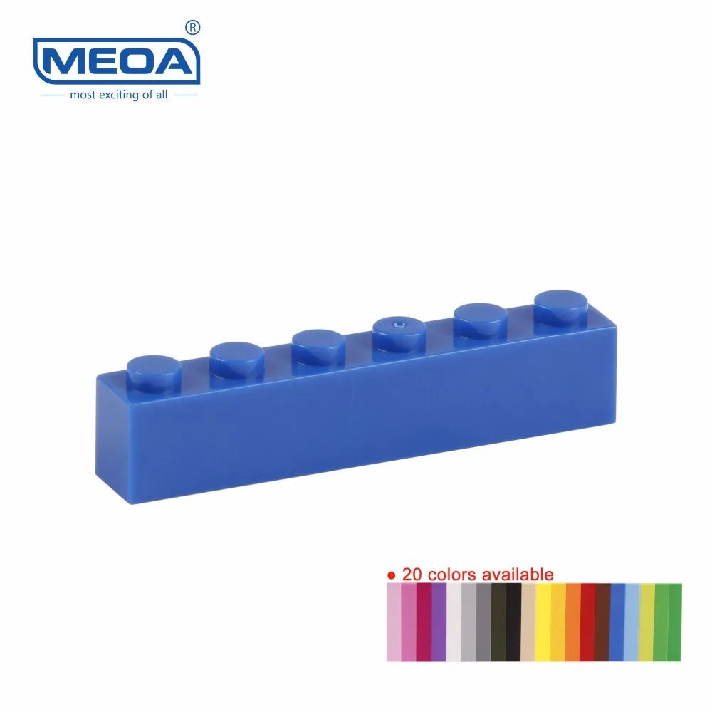 100g=45pcs MEOA Small Building Blocks Spare Parts Access Single Sales 1*6 Higher 6 Dot Brick Toys compatible with Standard block