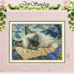 The Blue Eyes Cat Patterns Counted Cross Stitch Set DIY 11CT 14CT 16CT Stamped DMC Cross-stitch Kit Embroidery Needlework Crafts