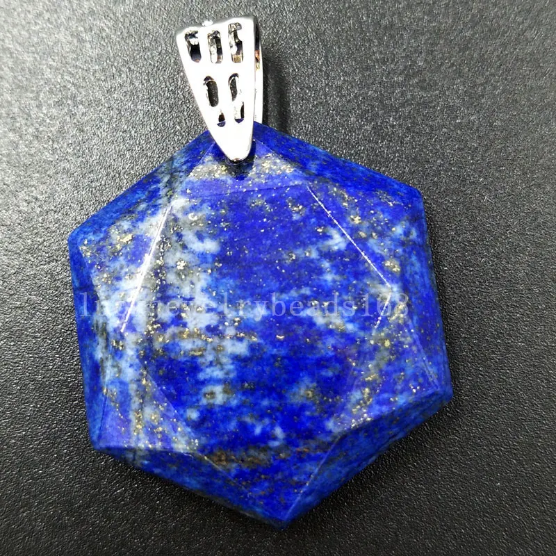 Mooie sieraden Natuurlijke Lapis Lazuli Hexagon Vrouwen Mannen Hanger Kraal PC5693