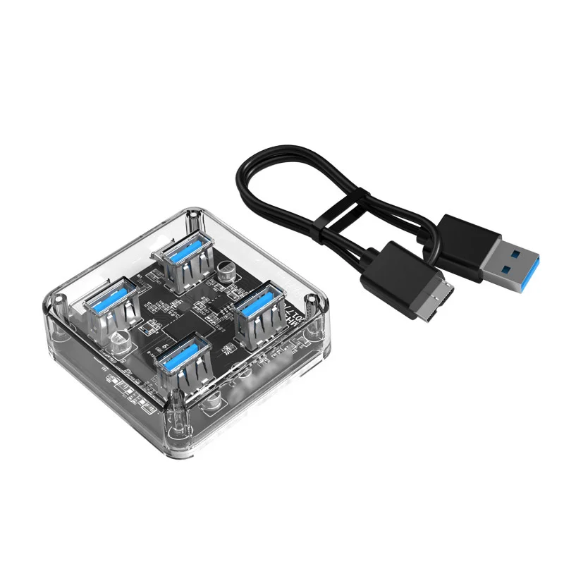 4 Ports Super Speed USB 3.0 HUB USB3.0 Transparent Desktop HUB Compact Design for your Microsoft Surface,Ultrabooks and Mac Book