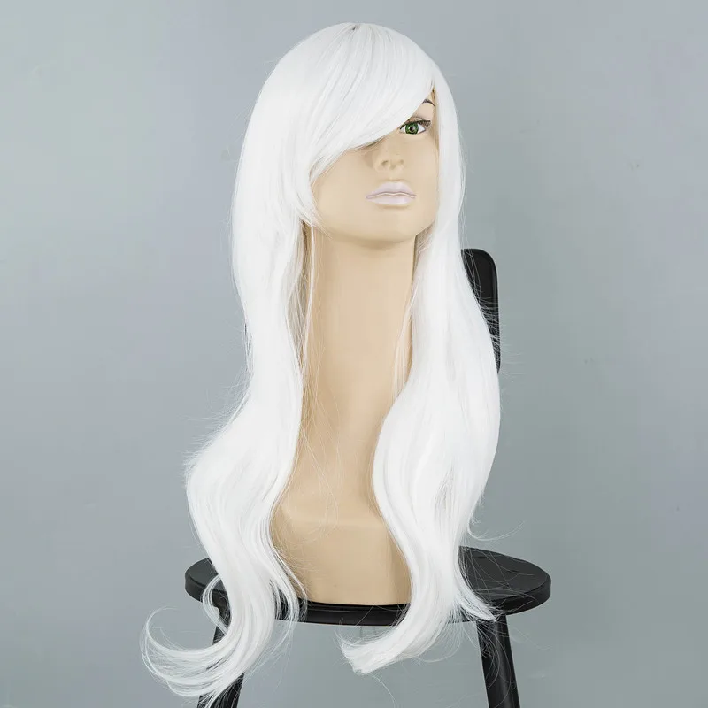 Cos-play Wig Fei-Show Synthetic Heat Resistant Long Wavy White Hair Halloween Peruca Carnival Party Masker Masquerade Hairpiece