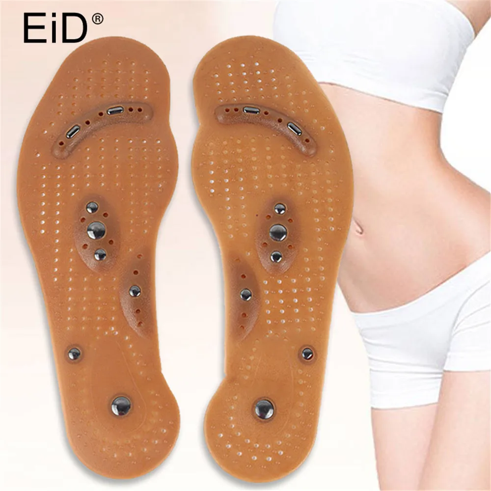 Silicone Magnetic Insoles Slimming Therapy for Weight Loss Massage Foot Care Shoes Mat Pad Brown Insole Wholesale Sole man women