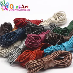 OlingArt 1.5mm 10M/Lot Round Pearl Color Genuine Leather Cord/Wire/Jewelry Making DIY Necklace Bracelet Eardrop Hair Accessories