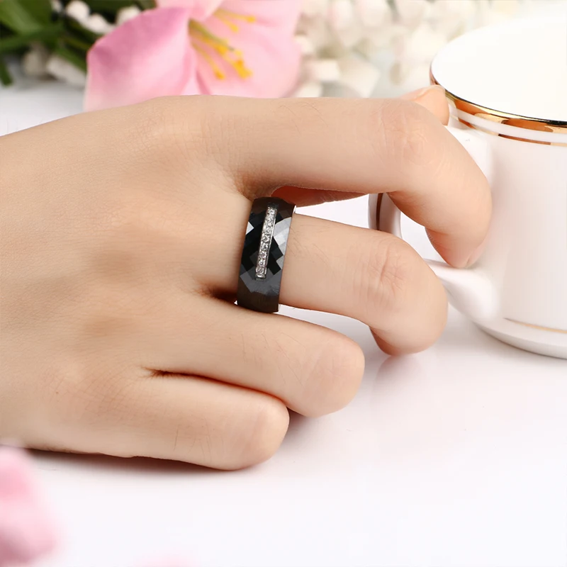 2019 Party Ceramic Rings For Women Zircon White Wide Female Rings Fashion Jewelry With Full US Size Gift For Lovers