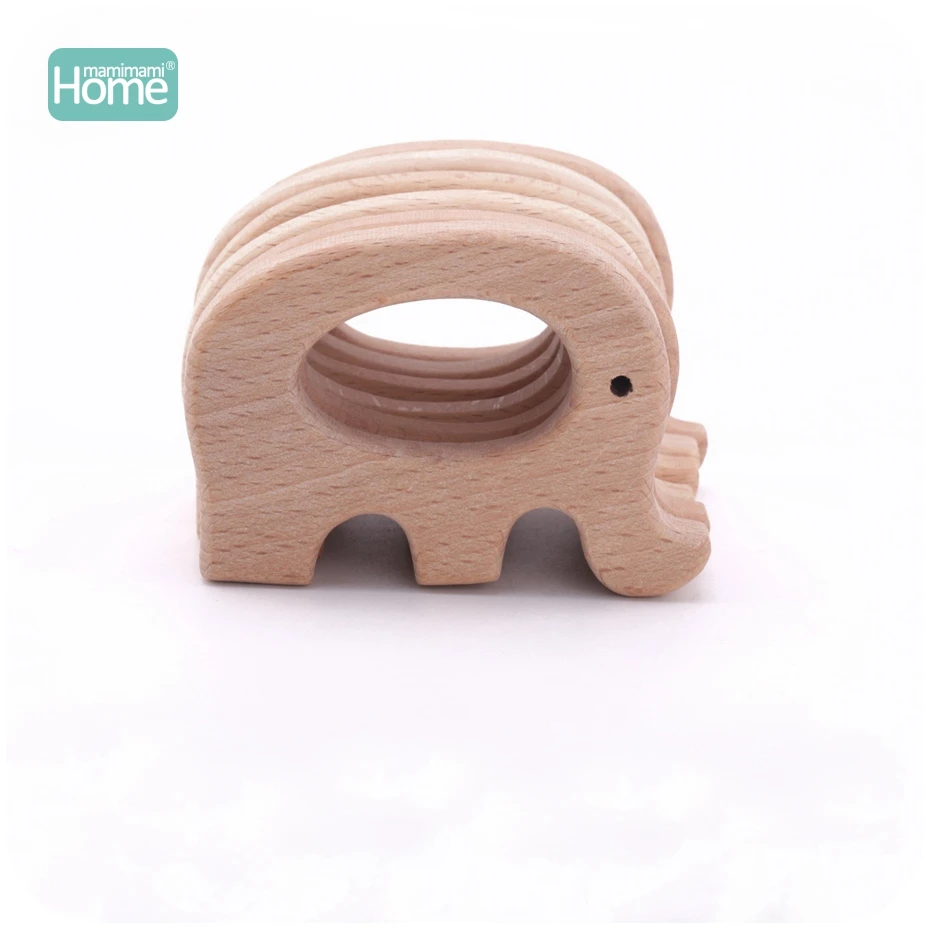 Mamimamihome bebê montessori brinquedos educativos 10pc elefante de madeira faia mordedor de madeira pulseira brinquedos para recém-nascidos chocalhos do bebê