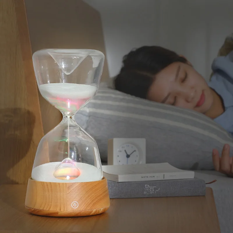 Hourglass with sleep light creative led, time hourglass sleep light touch sensor timing