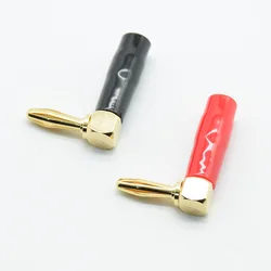 2pcs/1pair Right Angle 90 Degree 4mm Banana Plug Screw L Type  Binding Post Amplifiers Video Speaker Adapter Connector red black