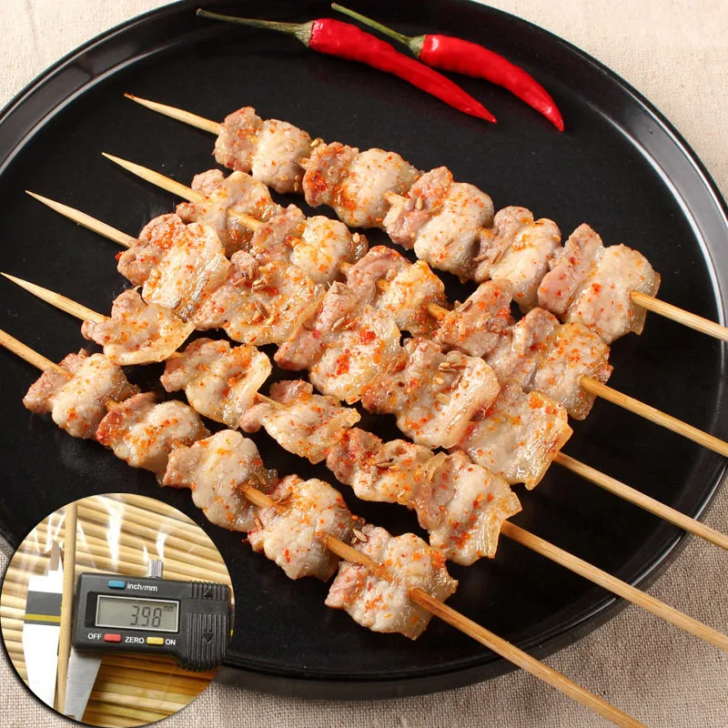 100-300pcs 40cm*4mm Bamboo BBQ Skewers Potato Tornado Hot Dog Sticker Shish Kabob Skewers Wooden Barbecue Skewer Wood BBQ Stick