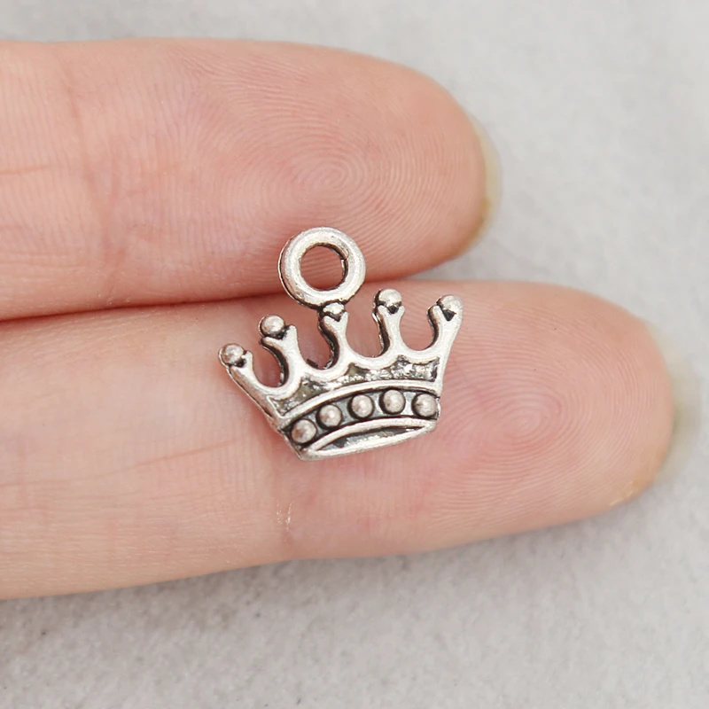 RAINXTAR 20pcs Fashion vintage alloy crown shape metal diy pendant charms 13*14mm AAC203