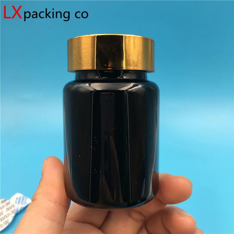 136PCS  80ML 100ml 150ML Black Plastic Pill Bottle  Powder Candy Bath Salt Sealing Paste Empty Cosmetic Container