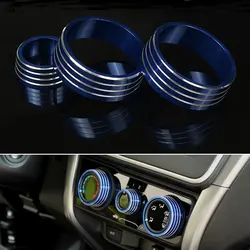 Car Interior 3pcs Dashboard Air Condition Adjust Switch Knobs Button Cover Frame Trim Fits For Honda City 2013 2014 2015