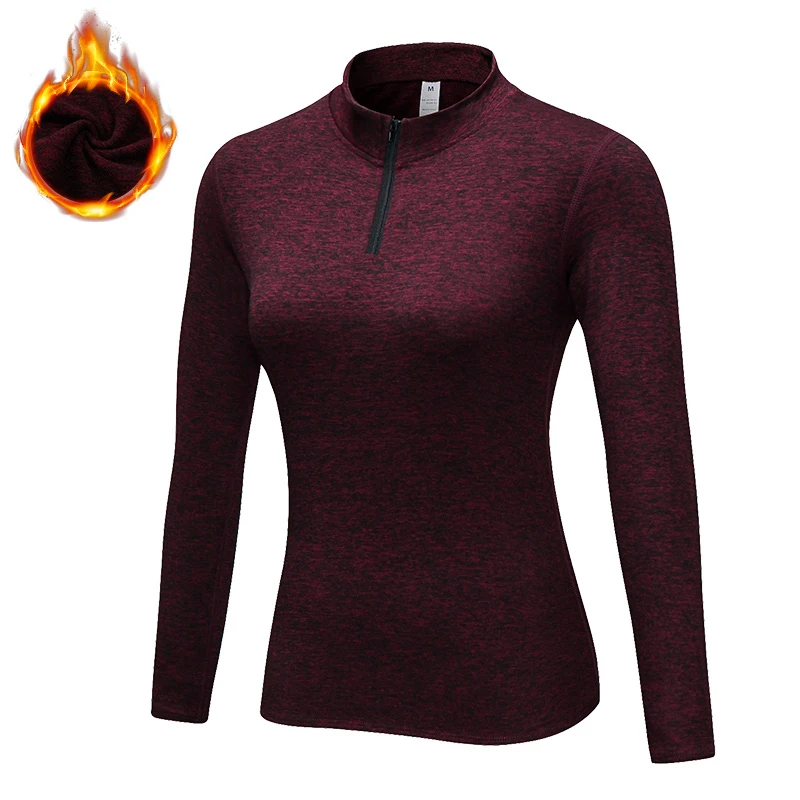 2023 Workout Sports Top Long Sleeves keep Warm Yoga Top Sport Zipper Yoga Shirt Solid Quick Dry Female Gym Fitness Shirt