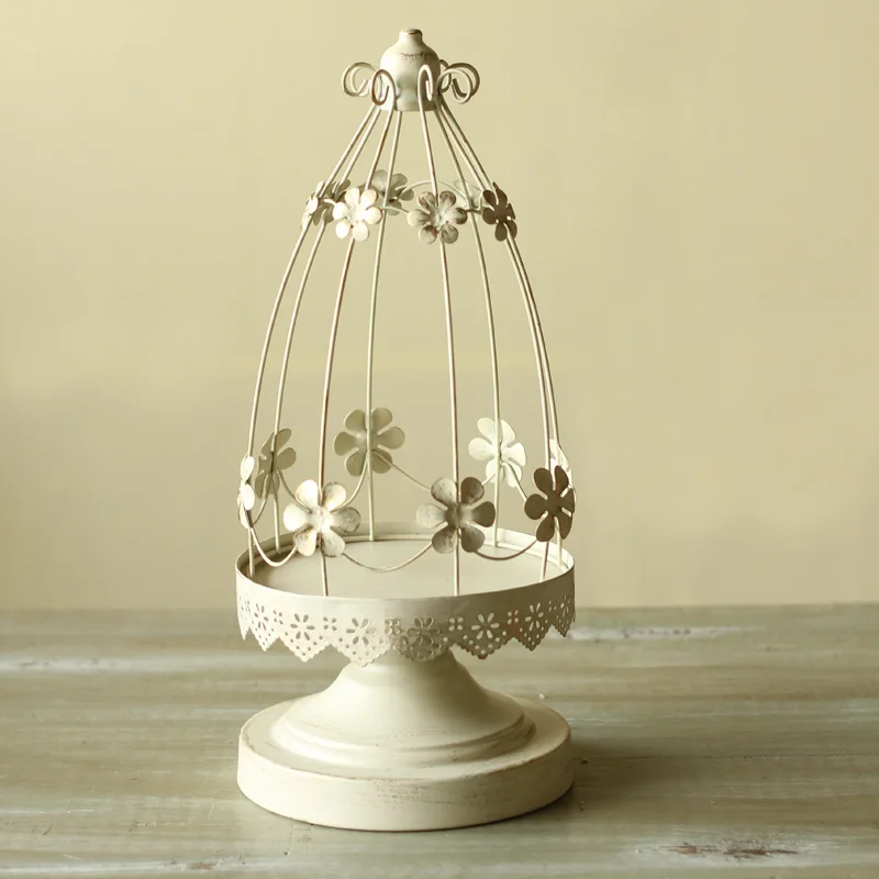 

New American classical ornaments Home Furnishing decorations candle Taiwan retro old iron cage candle plum