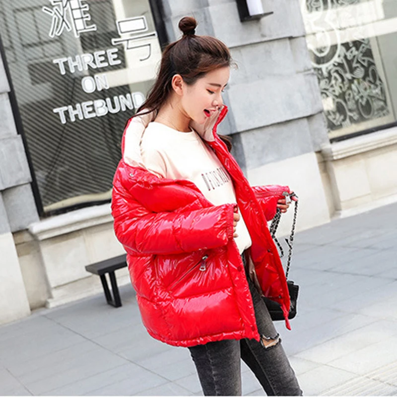 

Bright Surface Down Cotton Jacket Women 2019 Winter Short Parkas Down Cotton Padded Jacket Coat Thick Warm Baseball Coat Female