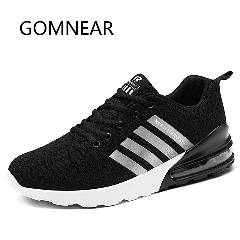 GOMNEAR Black Breathable Sneakers Men's Sneakers Light Running Shoes Man Outdoor Sports Shoes Walking Athletic Zapatillas Hombre