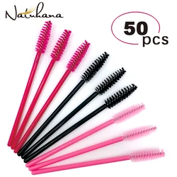 50Pcs Disposable Micro Eyelash Comb Brush Spoolers Makeup Kit Lash Extension Brushes Mascara Applicator Wand Lash Eyebrow Brush