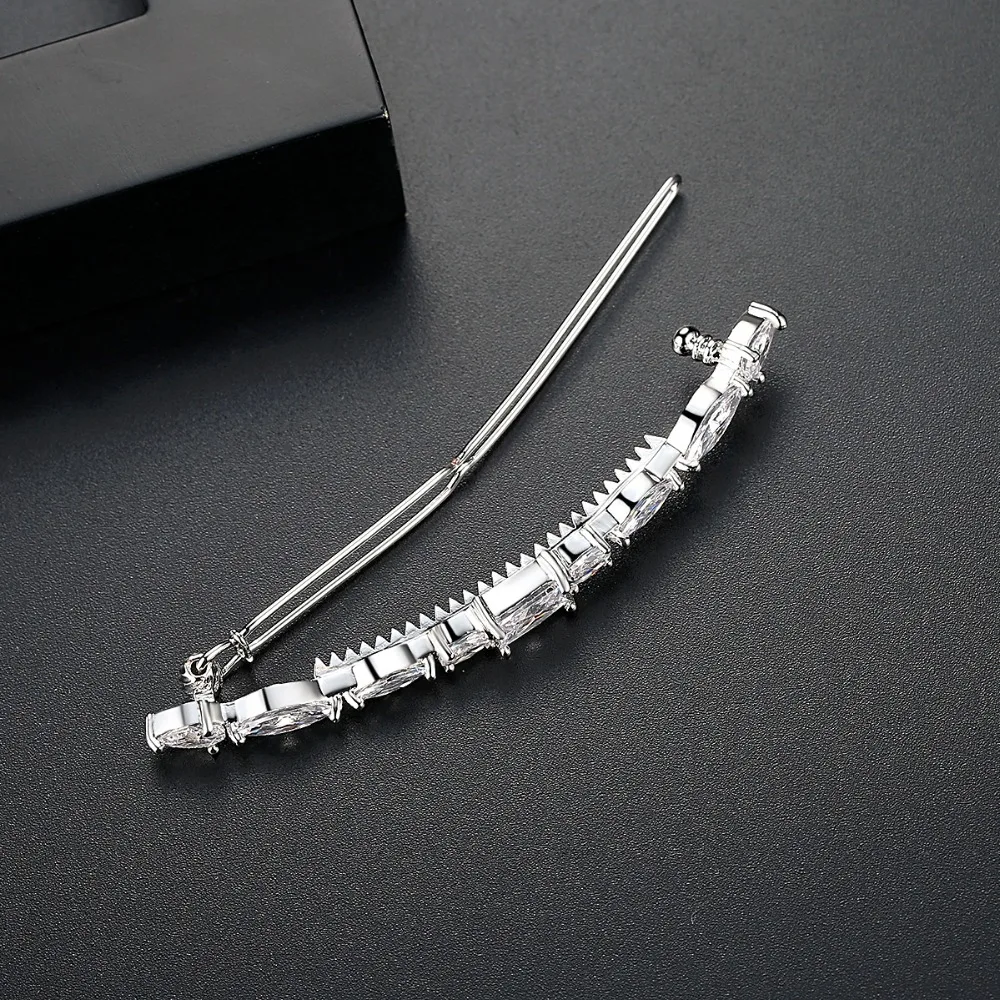 LUOTEEMI 1Pcs Shining Crystal Zircon Hair Clip For Women Elegant Korean Design Snap Barrette Stick Hairpin Friendship Gift