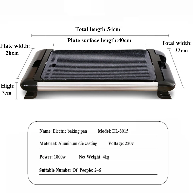 شواية منزلية متعددة الأغراض ، 1800 واط ، شواية كهربائية غير لاصقة ، موقد شواء ، موقد طاولة كهربائي