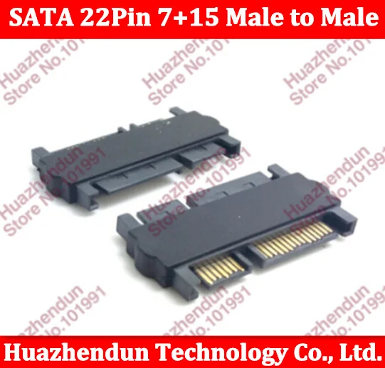 

100pcs/lot SATA 22Pin 7+15 Male to SATA 22P 7+15 Male Extension Convertor Straight Adapter Free shipping