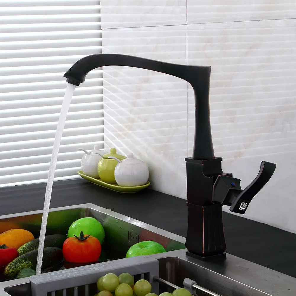 Kitchen Faucets Rotating Sink Faucet Swivel Faucet Mixer Single Holder Single Hole Antique Black Mixer Tap