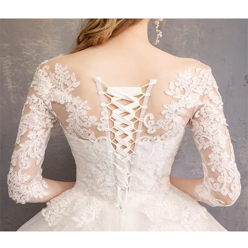 Robe De Mariee Grande Taille Half Sleeve Ball Gown Luxury Lace Embroidery Wedding Dress Noble Vestido De Novias Customized