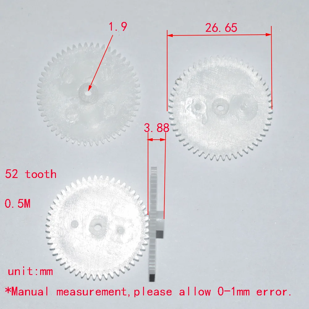 

10/100pcs 52T 2mm hole plastic gear 0.5M dron rc car plane robot kids toys for boys diy baby accessories montessori GP522A