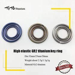 TiTo Titanium GR2 titanium key ring outdoor micro keychain Buckle Round Split circle 6Pcs/lot