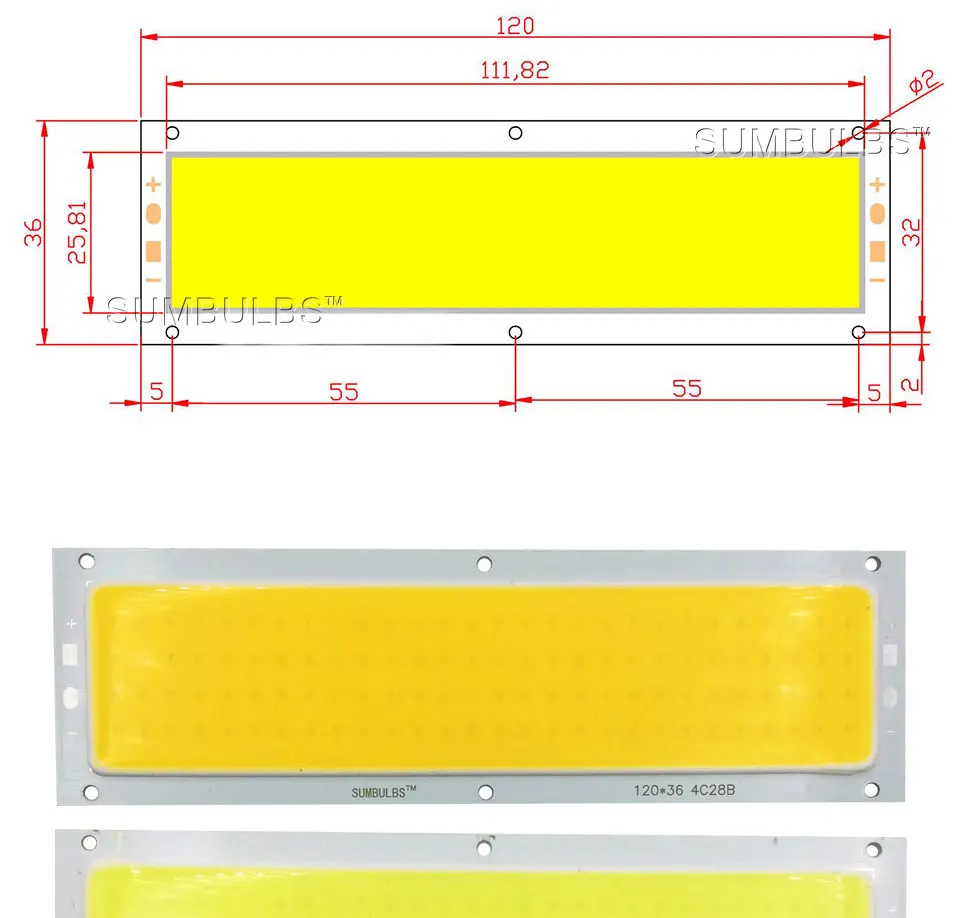 120x36mm 12V COB LED Lichtquelle Chip 12W Glühbirne für DIY 12V Beleuchtung Warme Natur Kühles Weiß Blau Panel Lampe 1000LM Wasserdicht – Detail 4