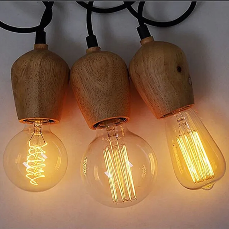 Omee Vintage Edison Led Holz Anhänger Lampen Restaurant Anhänger Licht Bar Beleuchtung Verwenden E27 Birne Energiesparende Lampe esszimmer