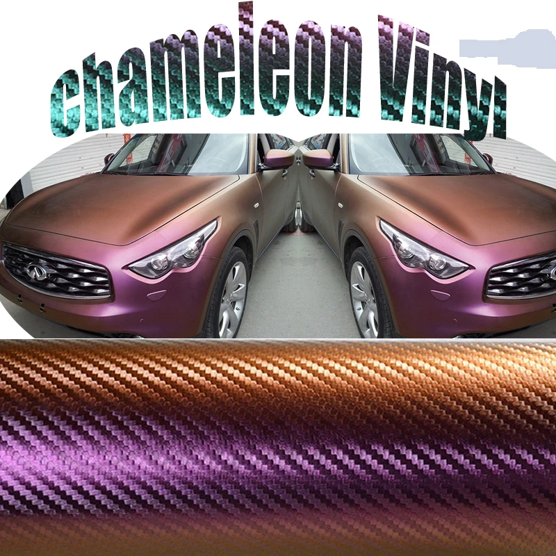 

Size 1.52x30m/Roll Premium 3D Carbon Fiber Vinyl Chameleon Vinyl Wrap Film purple 3D Chameleon Wrap Film With Air Bubble Free