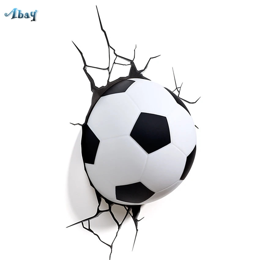 Mini Stereo Football 3D Crack Wallpaper Wall Lamps Night Lights Boy Room Living Room Decorative Bedroom Bedside Lamps Fixtures