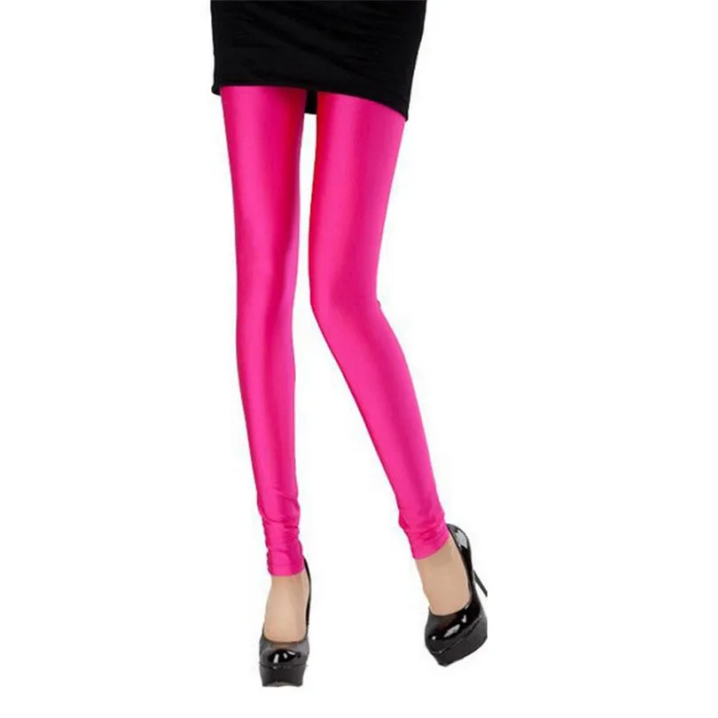 Legging Neon Legging Fitness Push Up Legging Olahraga Musim Panas Elastis Celana Ketat Mengkilap Wanita