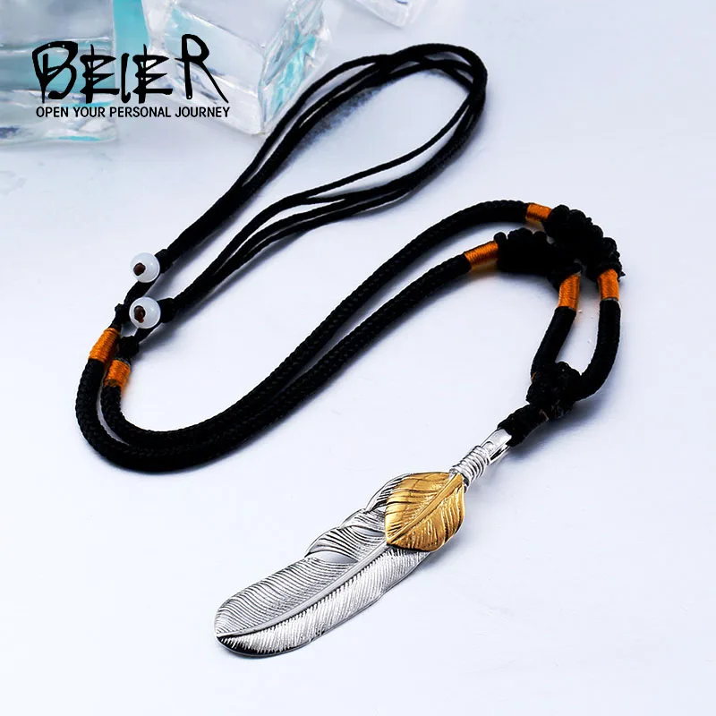 Beier 316L Stainless Steel pendant necklace  exqusite feather pendant for gift jewelry  LLBP8-187P