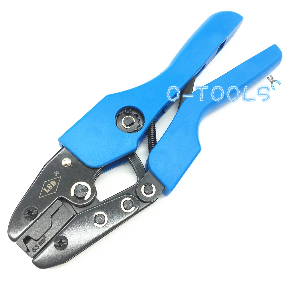 Ratcheting crimping tool for copper 6.3 crimp terminal 6.3mm² flag type uninsulated spring connector pliers AN-06FL crimper