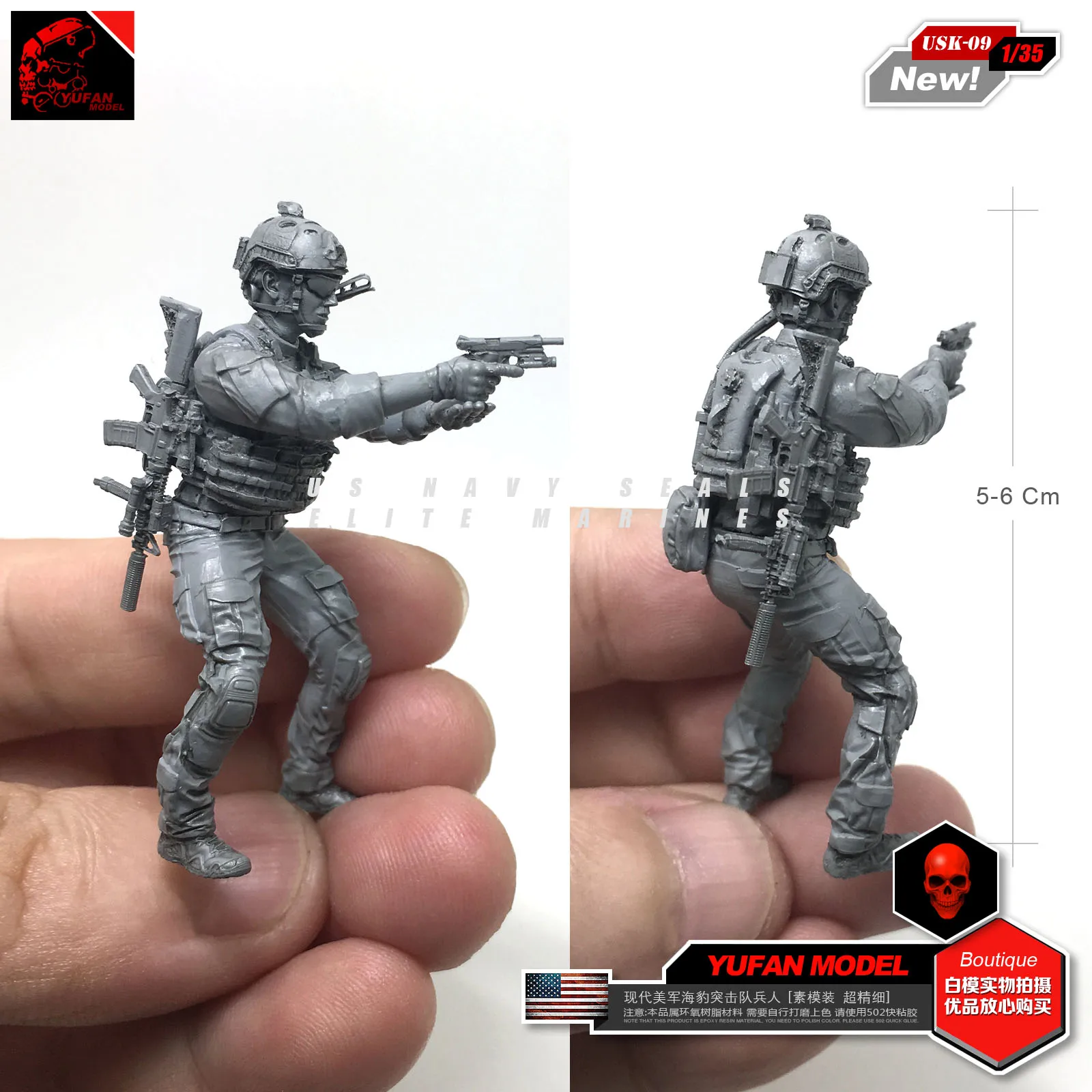 Yufan modelo 1/35 figura soldado de resina de EE. UU. Moderno Navy Seals Usk-09