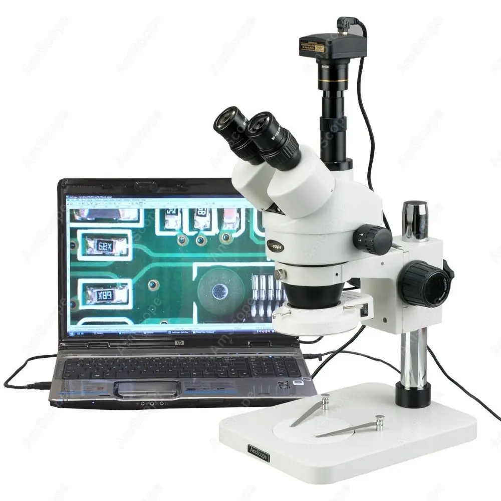 Dissecting Circuit Microscope--AmScope Supplies 7X-45X Dissecting Circuit 144-LED Zoom Stereo Microscope with 3MP Digital Camera