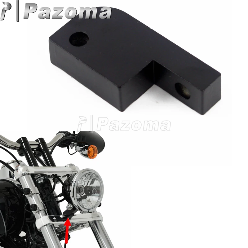 Black Motorcycle Headlight Extension Block Headlight Block for Harley Dyna Street Bob Wide Glide 39mm 49mm Headlamp Fairing